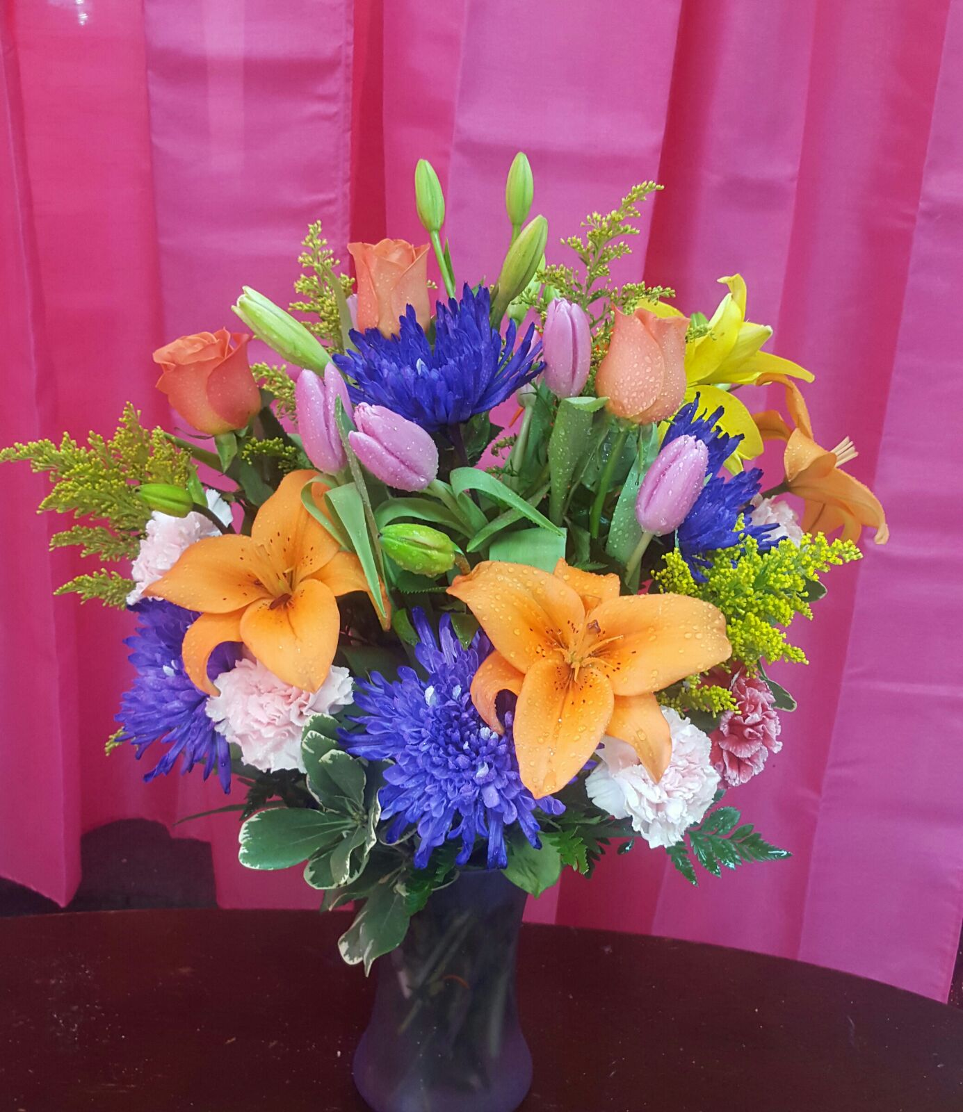 Purple orange flowers Iris florist