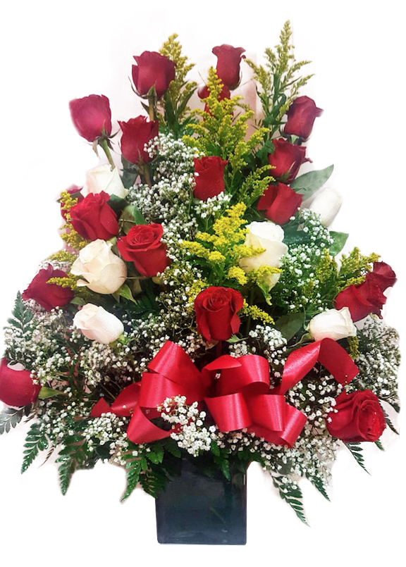 Arreglo de Rosas Rojo y Blanco – Iris florist