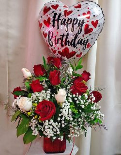 Ballon-white-and-red-roses