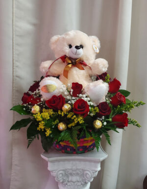 Teddy-bear-and-basket-flowers